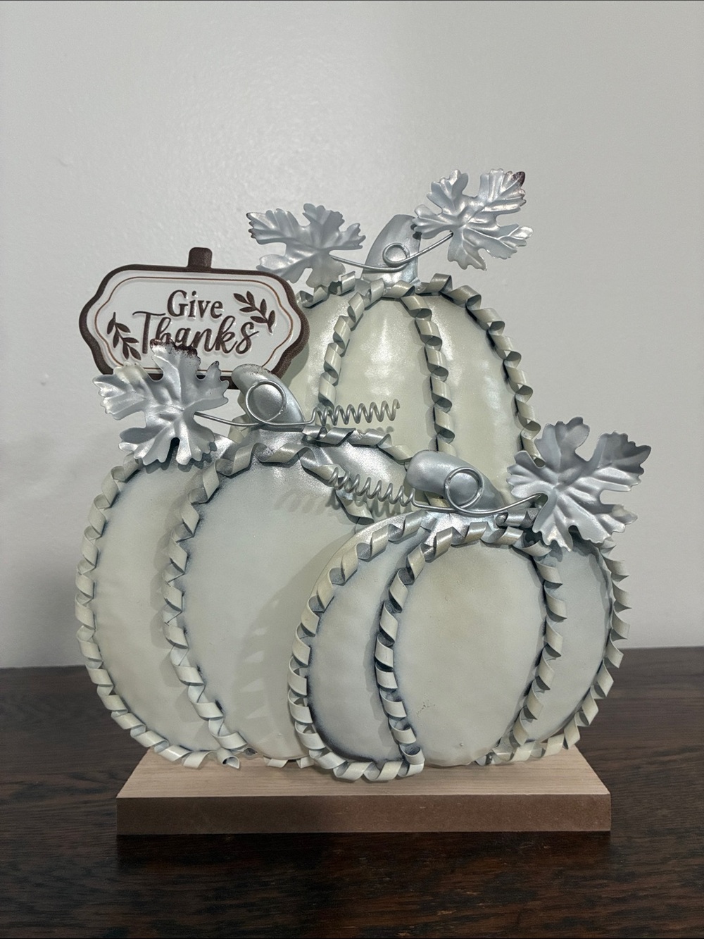 Give Thanks White Pumpkin Table Decor - Home Holiday